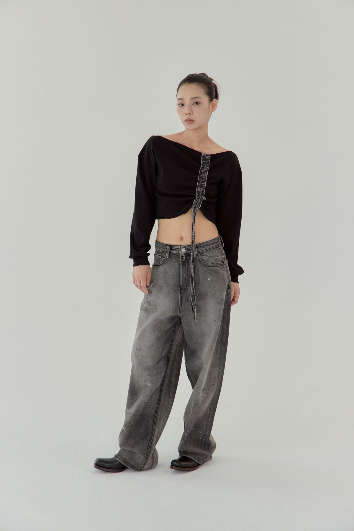 노 엑스트라 터치(NO EXTRA TOUCH) Detail Lining Boat Tee (Black) / 25FWTS004BK