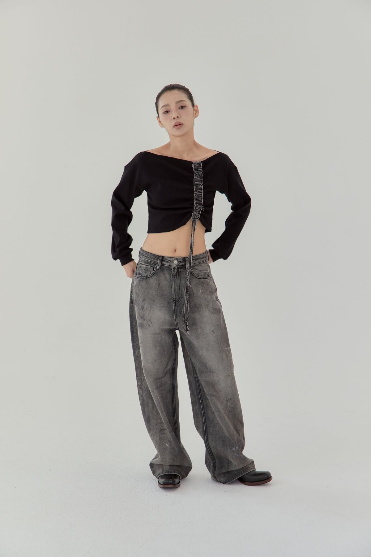 노 엑스트라 터치(NO EXTRA TOUCH) Detail Lining Boat Tee (Black) / 25FWTS004BK