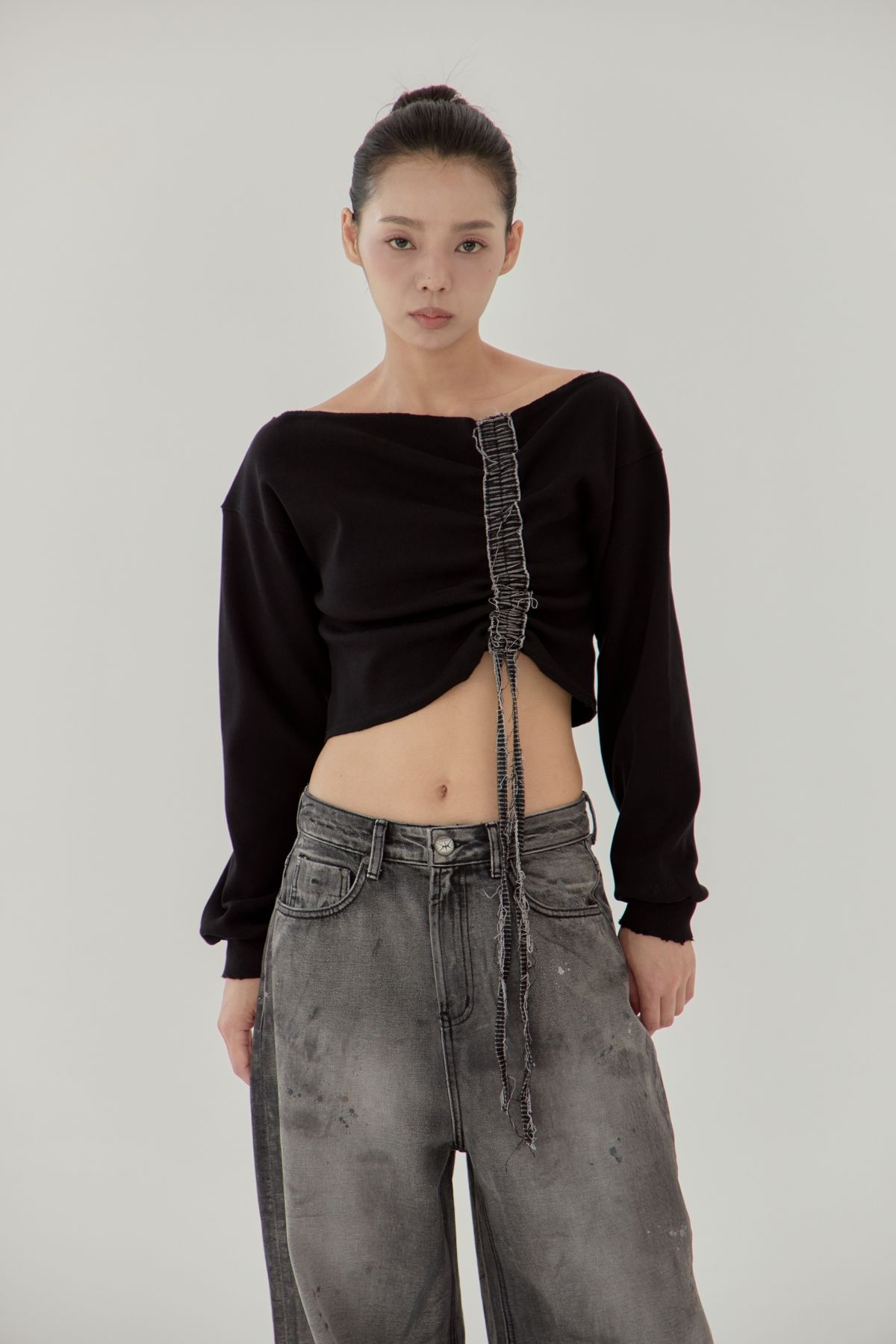 노 엑스트라 터치(NO EXTRA TOUCH) Detail Lining Boat Tee (Black) / 25FWTS004BK