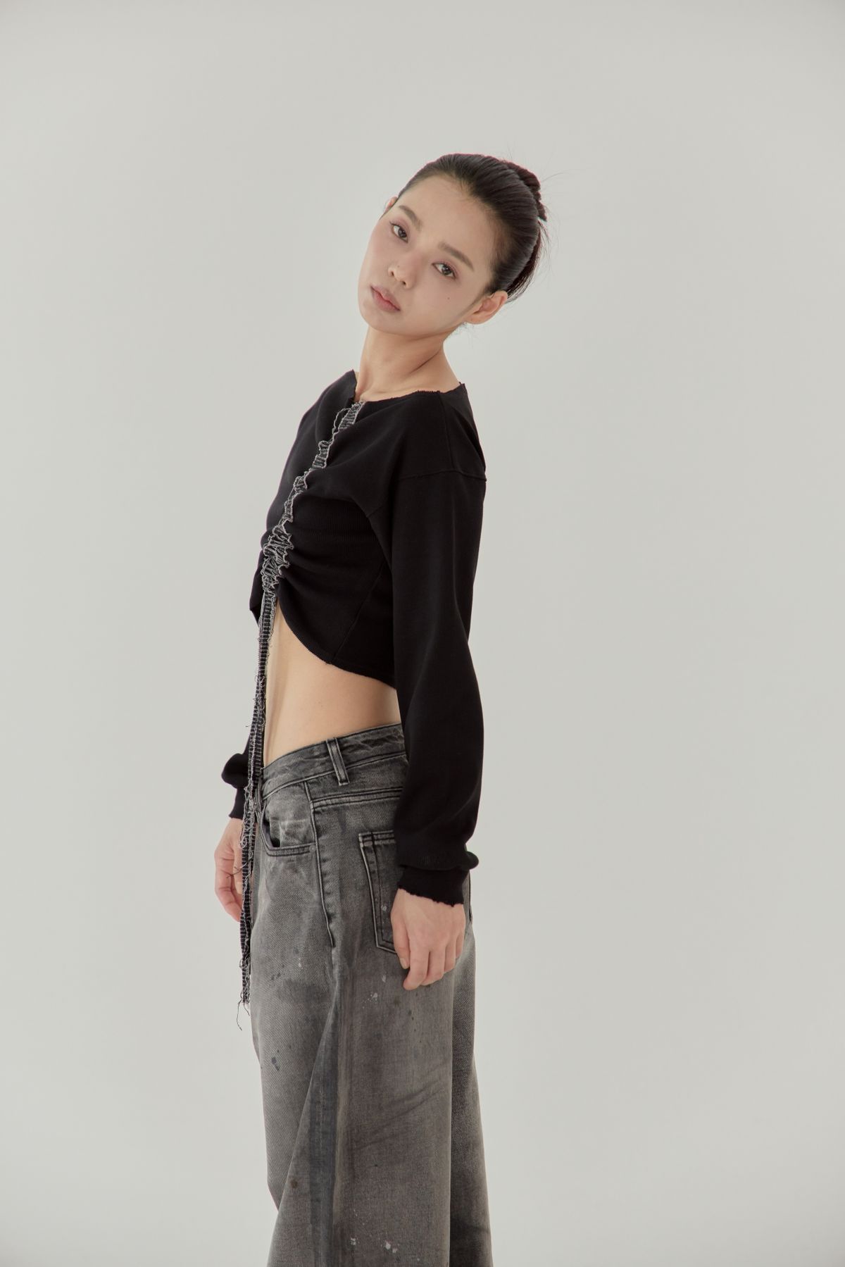 노 엑스트라 터치(NO EXTRA TOUCH) Detail Lining Boat Tee (Black) / 25FWTS004BK