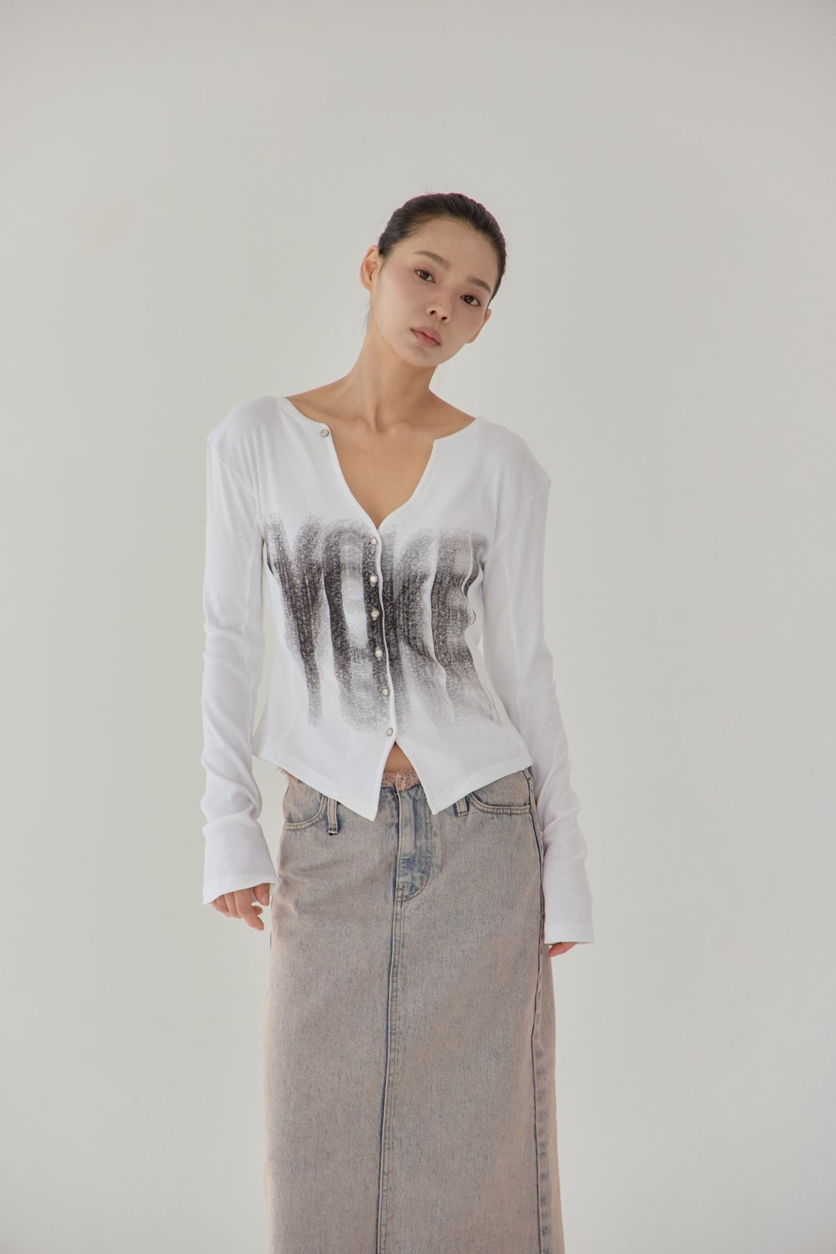 노 엑스트라 터치(NO EXTRA TOUCH) Cotton Cardigan (Ivory) / 25FWKC002IV