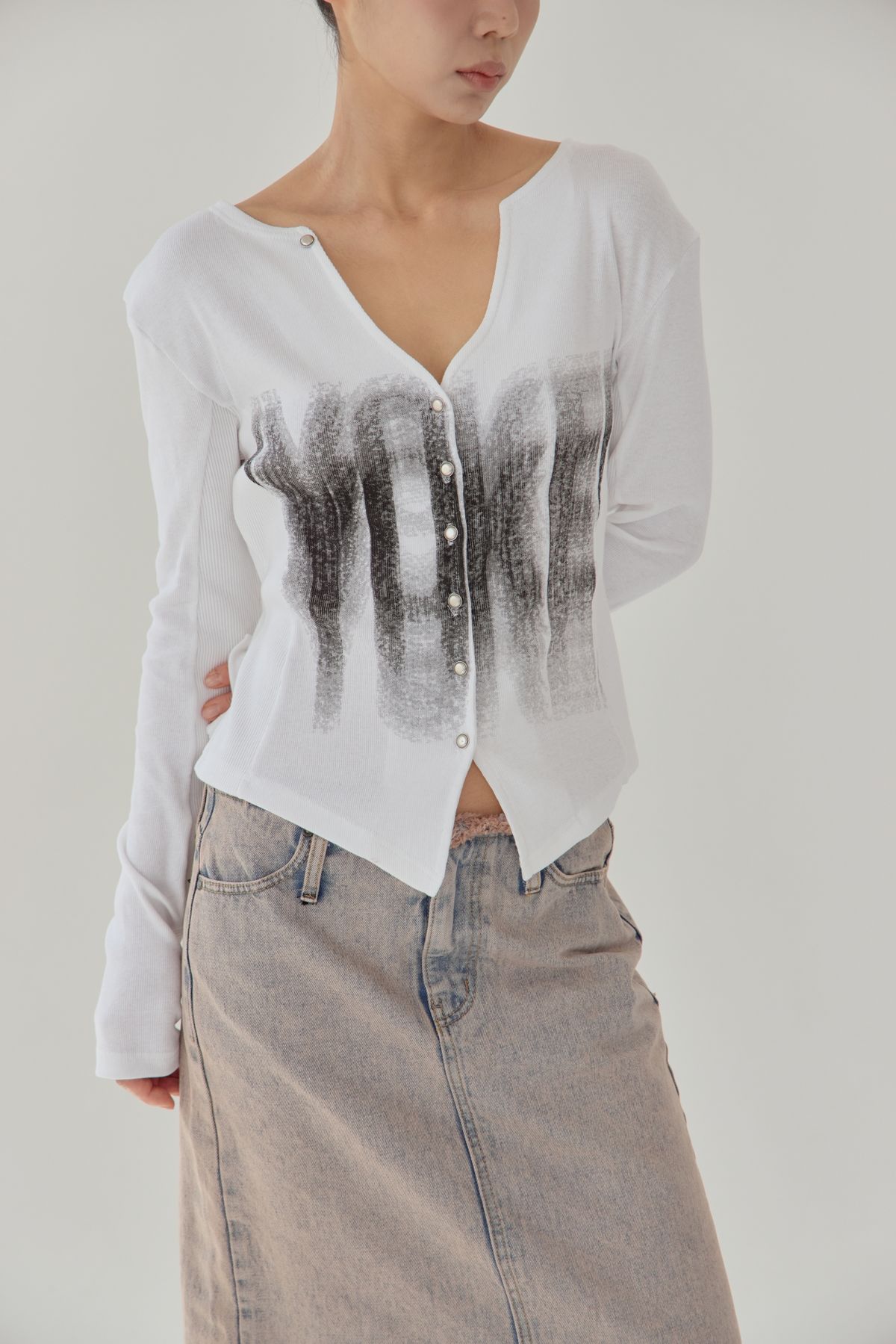 노 엑스트라 터치(NO EXTRA TOUCH) Cotton Cardigan (Ivory) / 25FWKC002IV