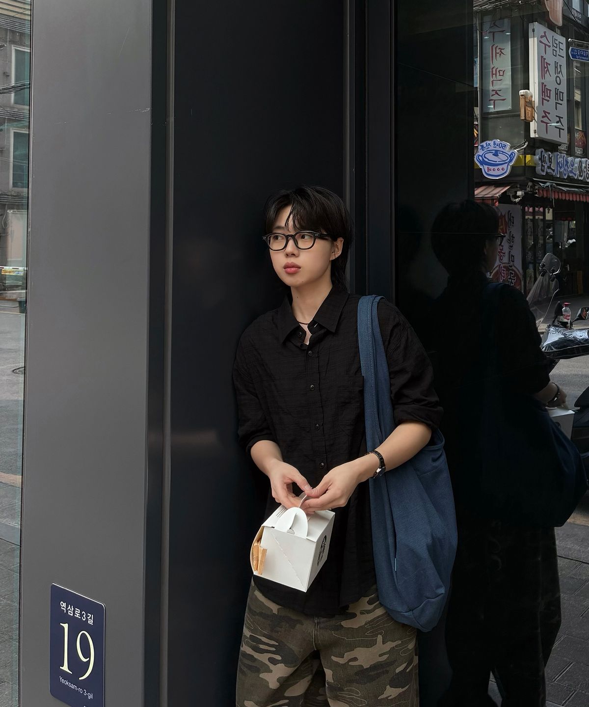 무븐(MOOVN) 빈티지 그런지 체크 셔츠 블랙