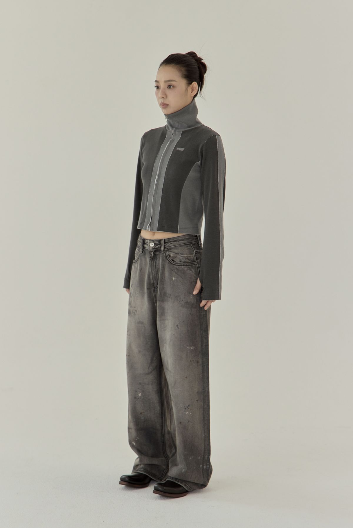 노 엑스트라 터치(NO EXTRA TOUCH) Dirty Detail Black Denim / 25FWPT005BK