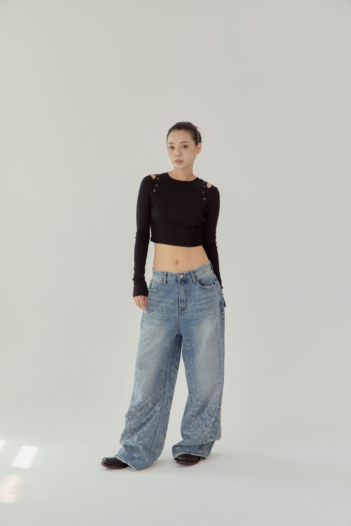 노 엑스트라 터치(NO EXTRA TOUCH) Jacquard Destroyed Denim / 25FWPT003BL