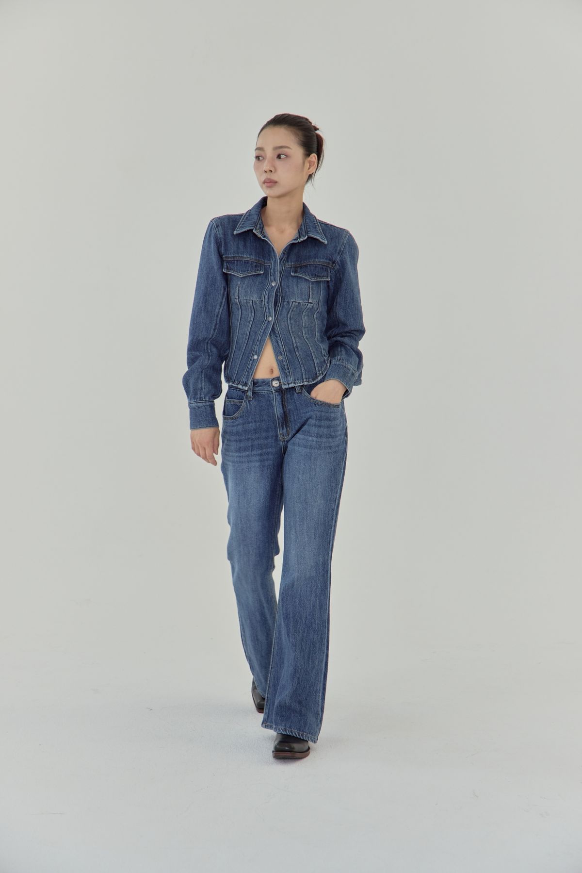 노 엑스트라 터치(NO EXTRA TOUCH) Set-up Denim Shirts Jacket / 25FWJK002BL