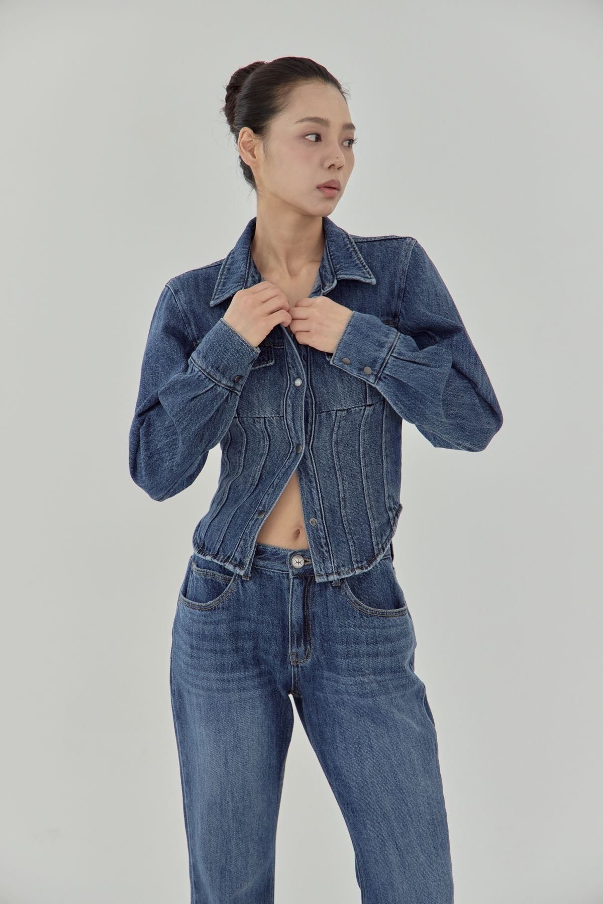 노 엑스트라 터치(NO EXTRA TOUCH) Set-up Denim Shirts Jacket / 25FWJK002BL
