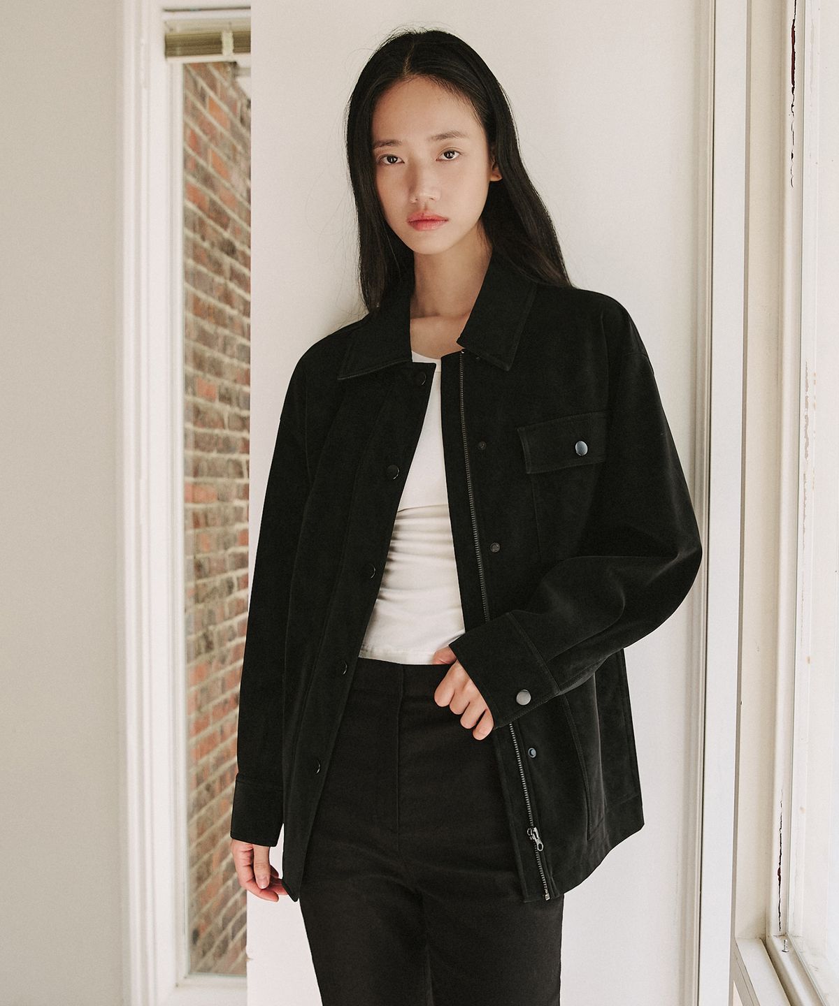레프트서울(LEFTSEOUL) 신세틱 소프트 레더 유틸리티 자켓 [블랙]