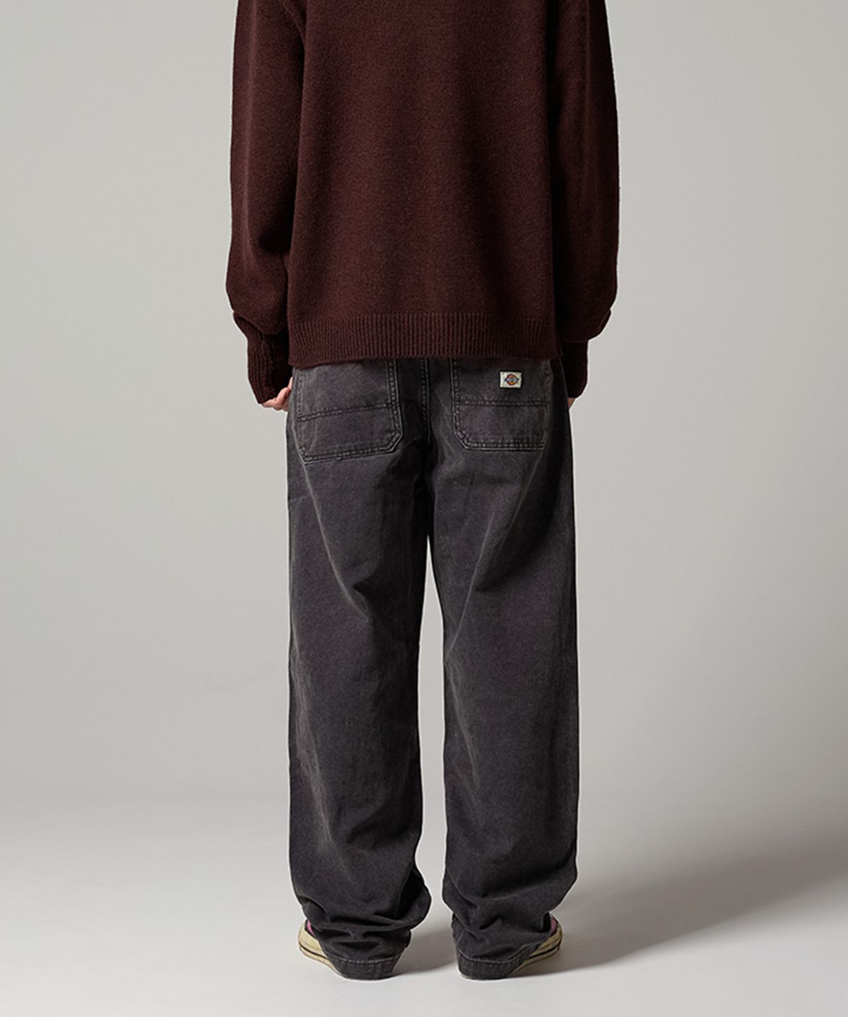 디키즈(DICKIES) 캔버스 더블니 트러커 루즈핏 팬츠 Black