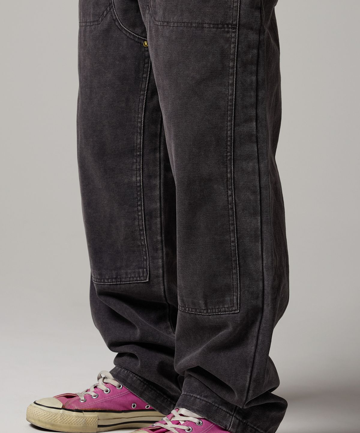 디키즈(DICKIES) 캔버스 더블니 트러커 루즈핏 팬츠 Black