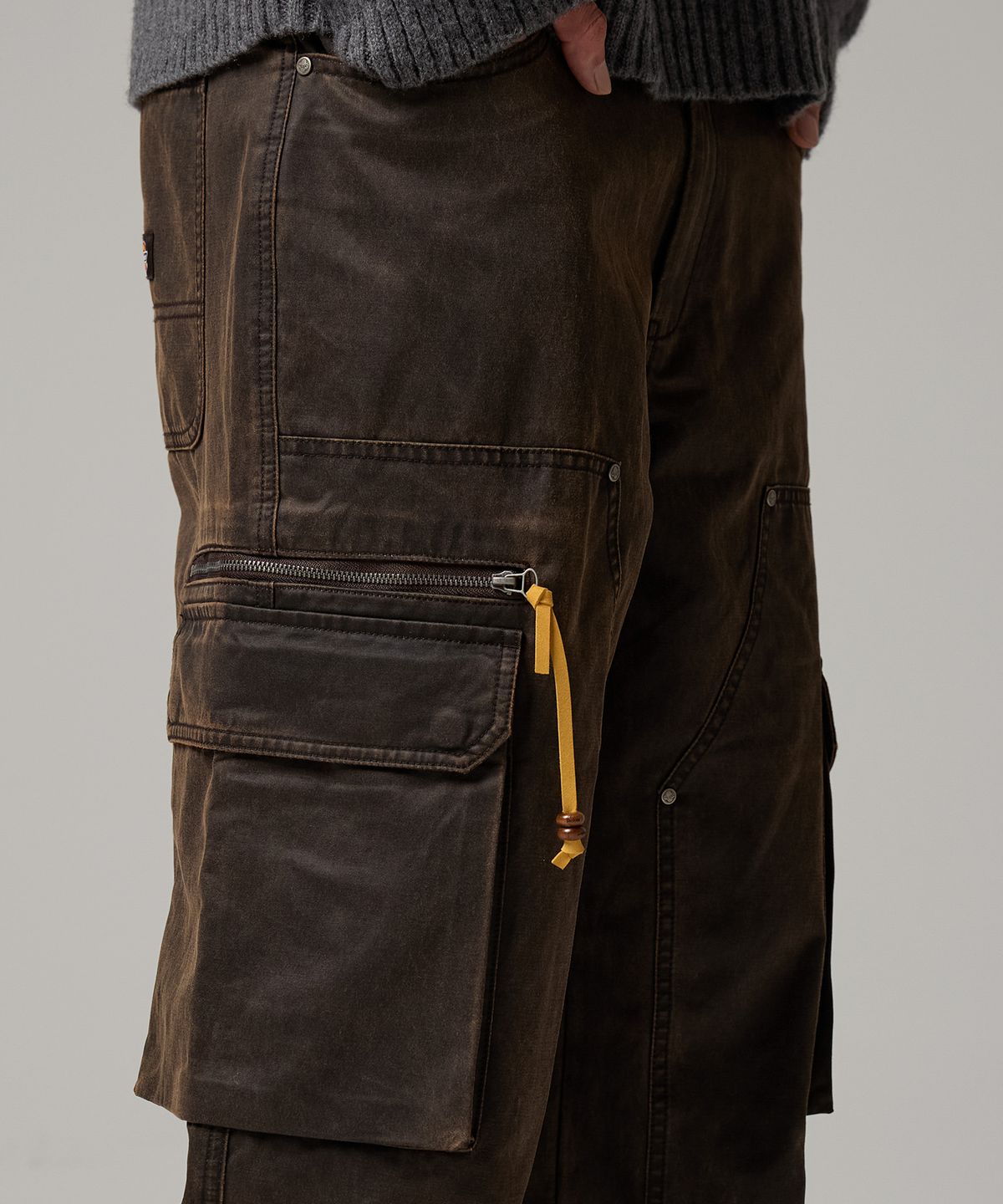 디키즈(DICKIES) 캔버스 더블니 카고 팬츠 Dark Brown