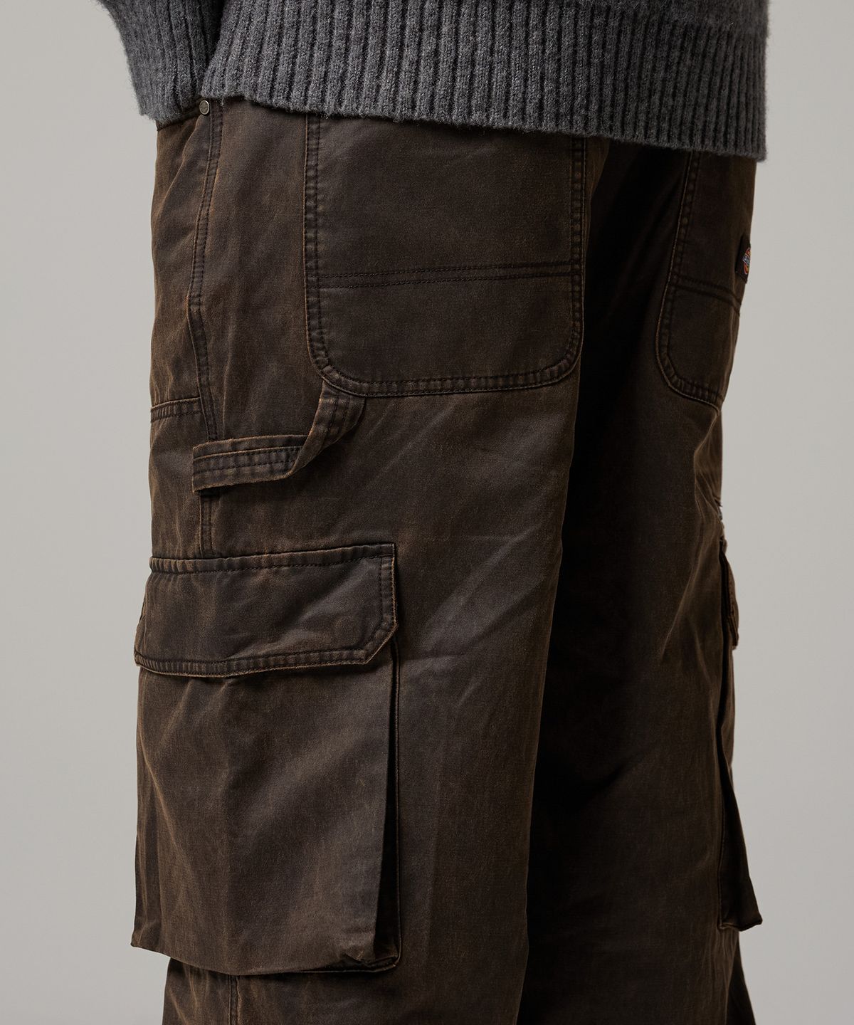 디키즈(DICKIES) 캔버스 더블니 카고 팬츠 Dark Brown