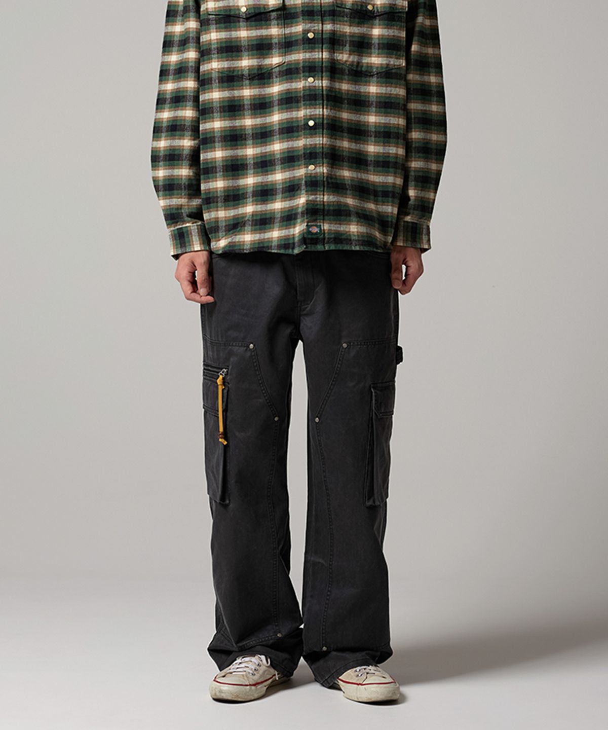 디키즈(DICKIES) 캔버스 더블니 카고 팬츠 Black