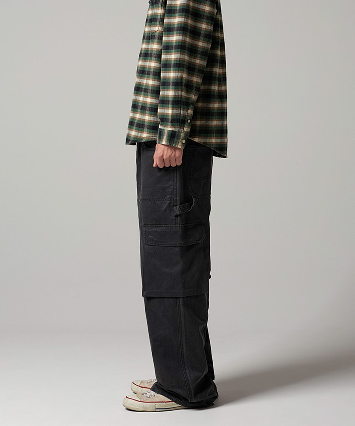 디키즈(DICKIES) 캔버스 더블니 카고 팬츠 Black