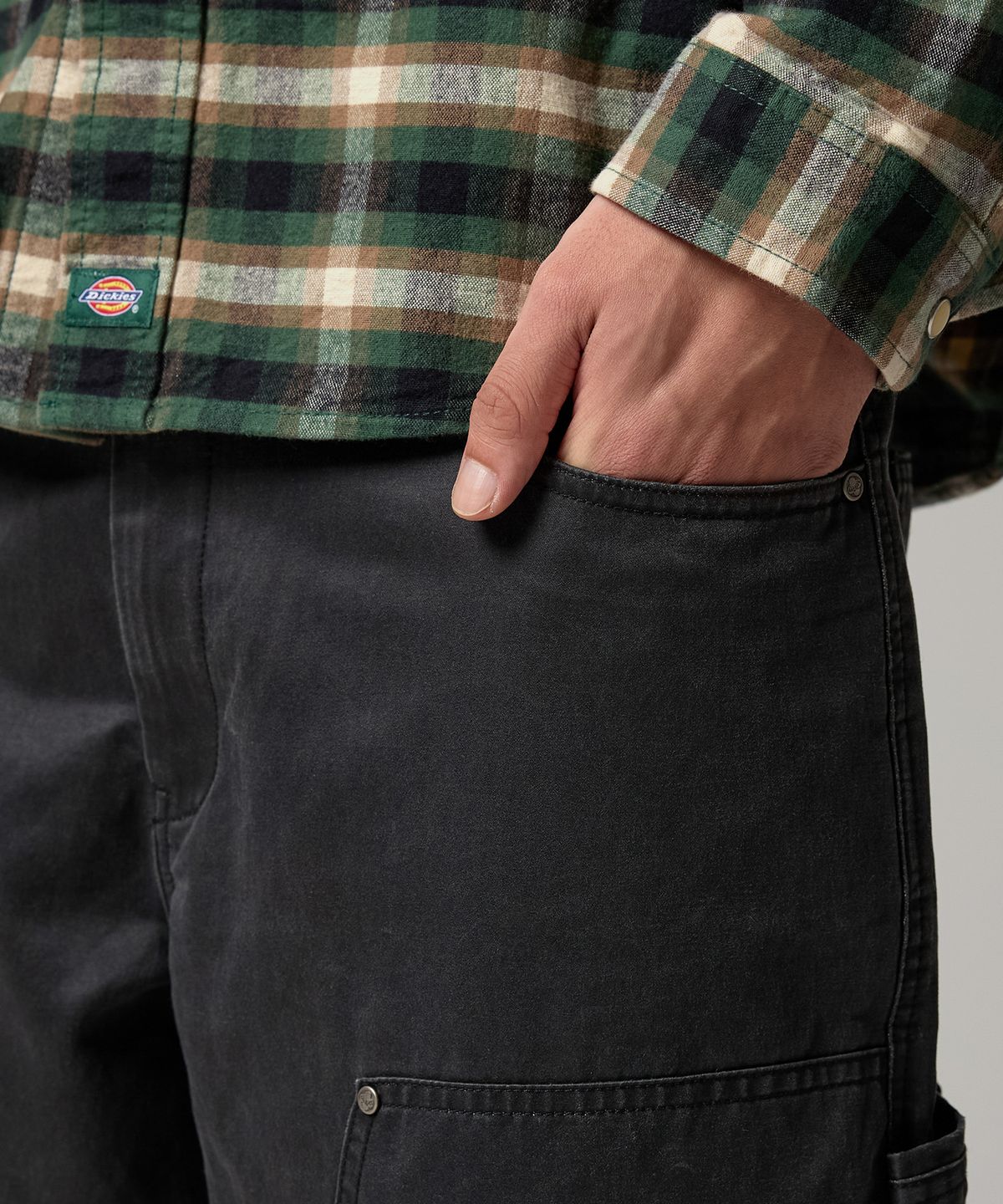 디키즈(DICKIES) 캔버스 더블니 카고 팬츠 Black