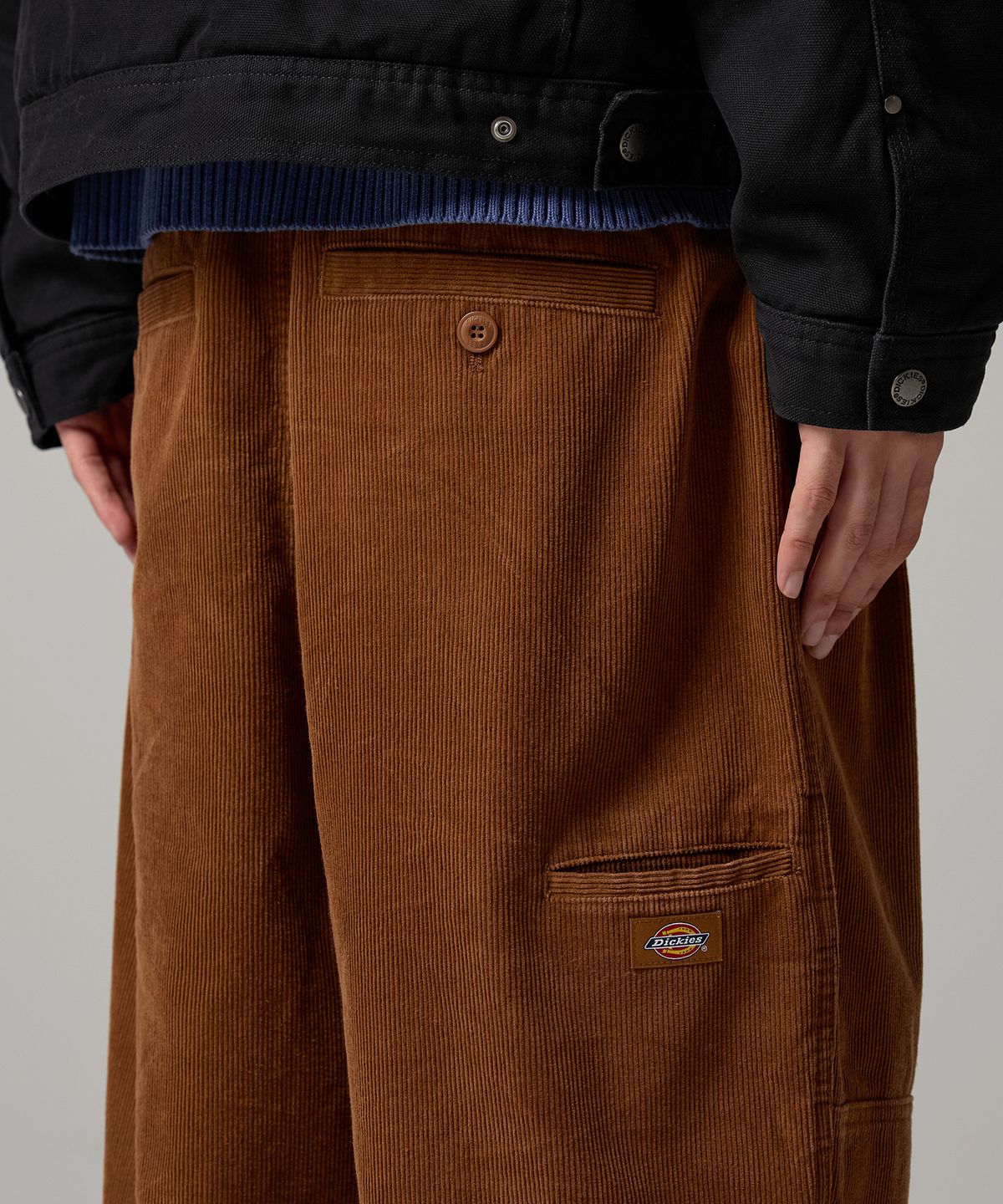 디키즈(DICKIES) 워시드 와이드 더블니 코듀로이 팬츠 Camel
