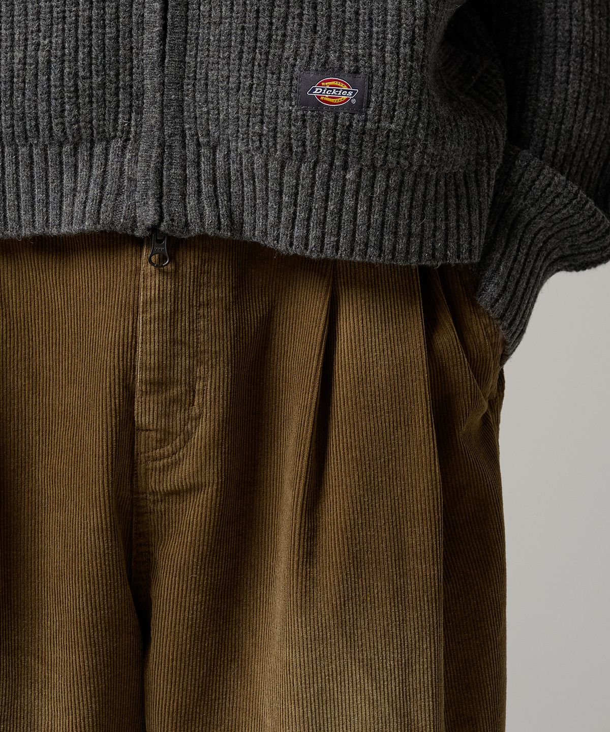 디키즈(DICKIES) 워시드 와이드 더블니 코듀로이 팬츠 Brown