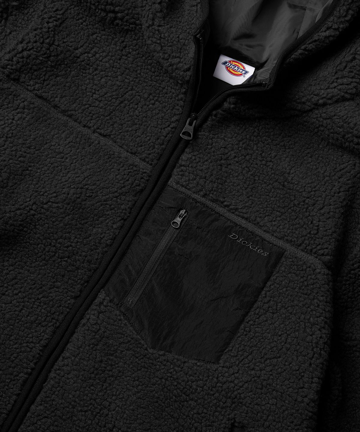디키즈(DICKIES) 플리스 포켓 집업 후디 Black