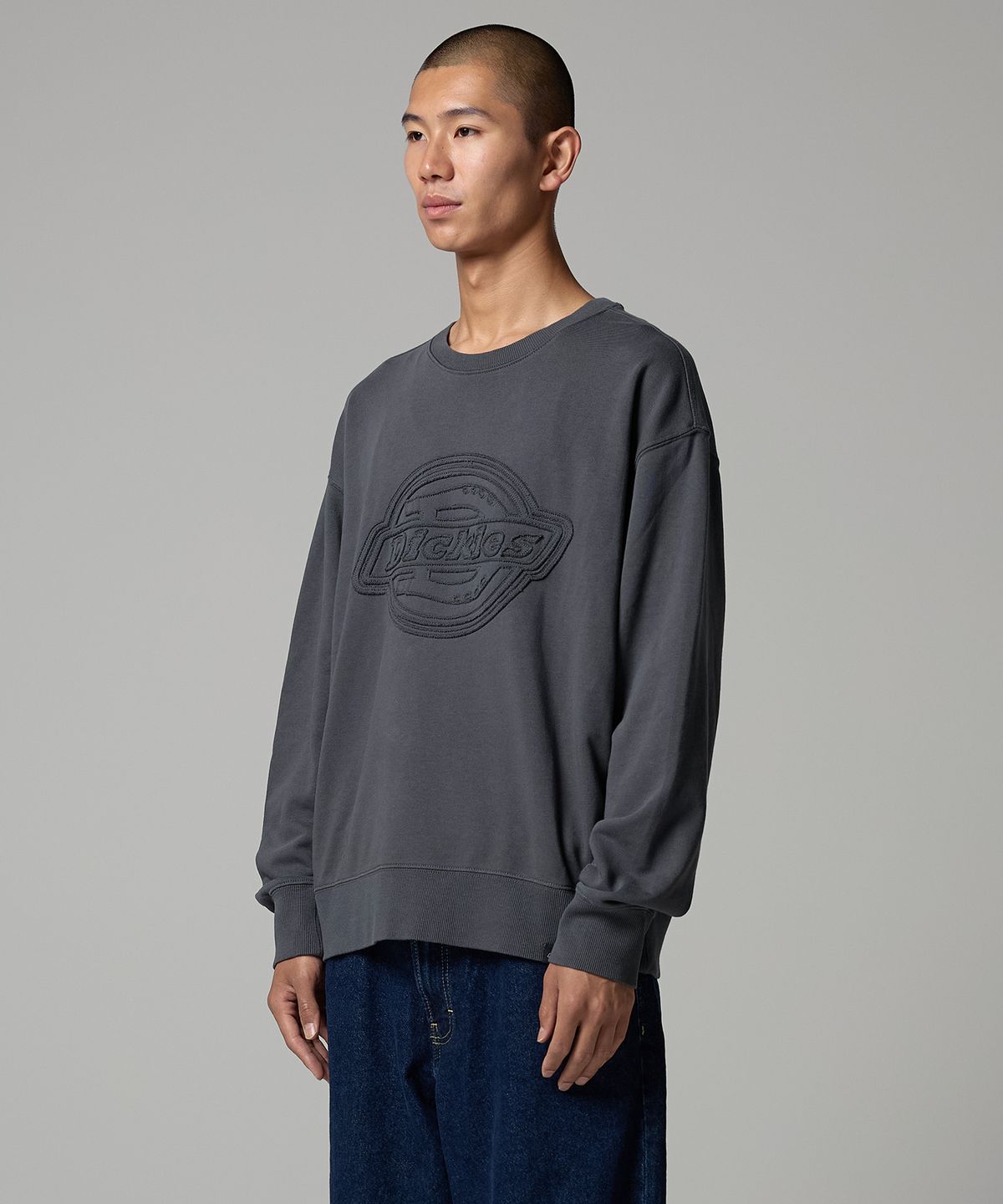 디키즈(DICKIES) 프렌치테리 EMB 로고 스웨트셔츠 Charcoal