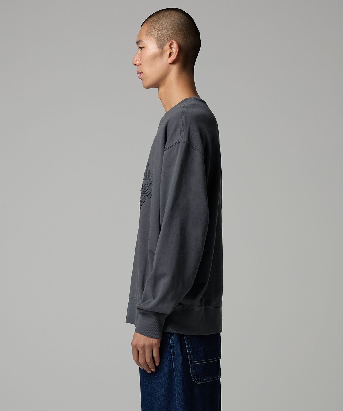 디키즈(DICKIES) 프렌치테리 EMB 로고 스웨트셔츠 Charcoal