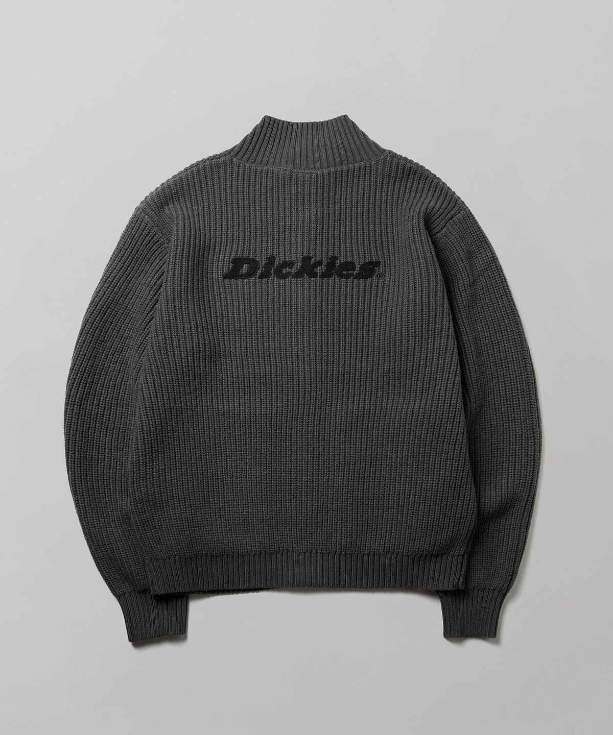 디키즈(DICKIES) 백 로고 풀집업 니트 Charcoal