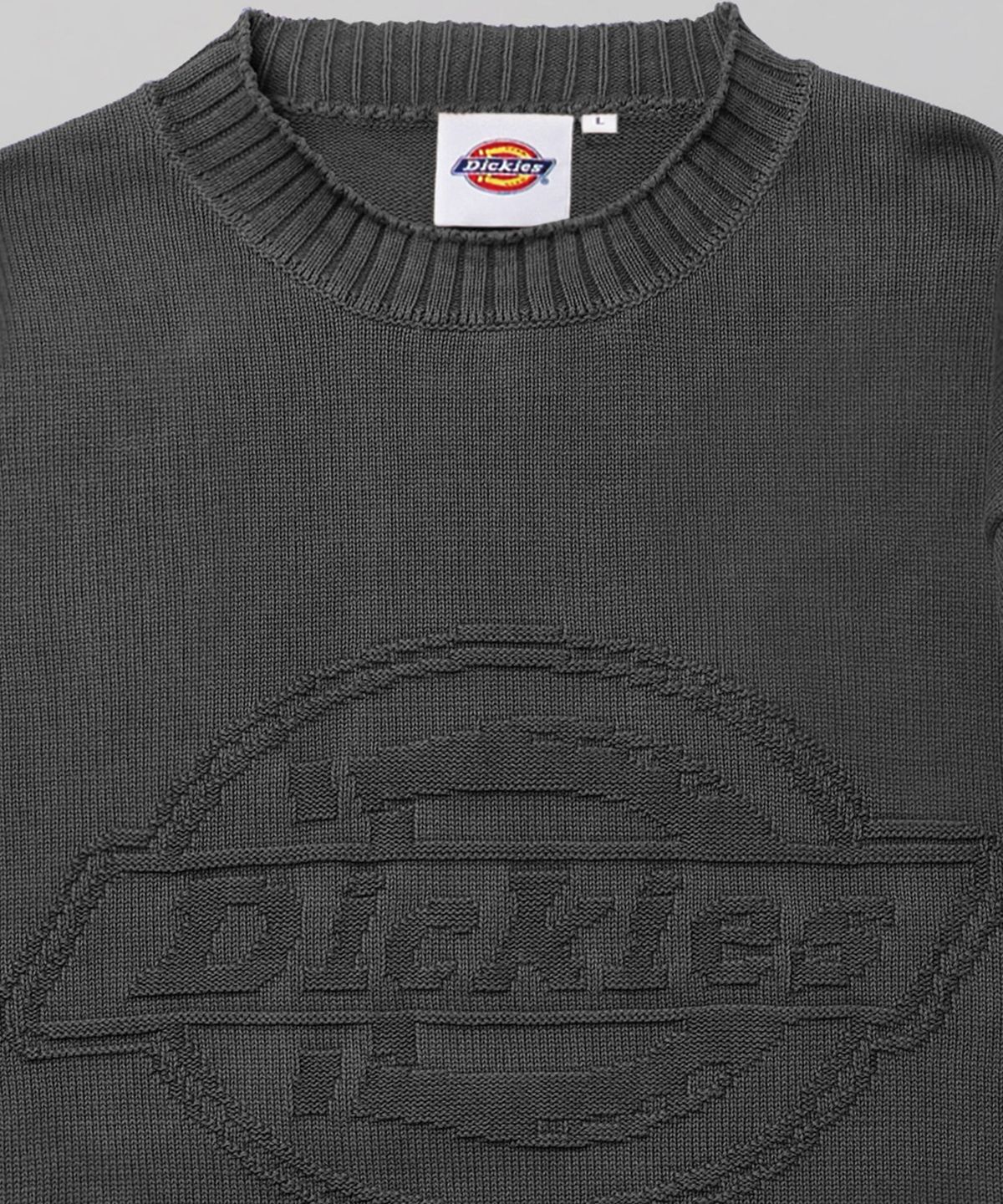 디키즈(DICKIES) 워시드 엠보스드 로고 니트 Charcoal
