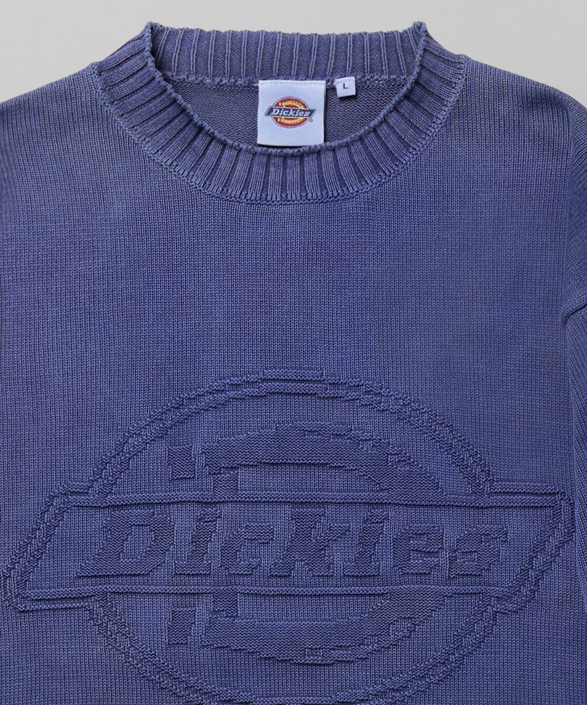 디키즈(DICKIES) 워시드 엠보스드 로고 니트 Blue