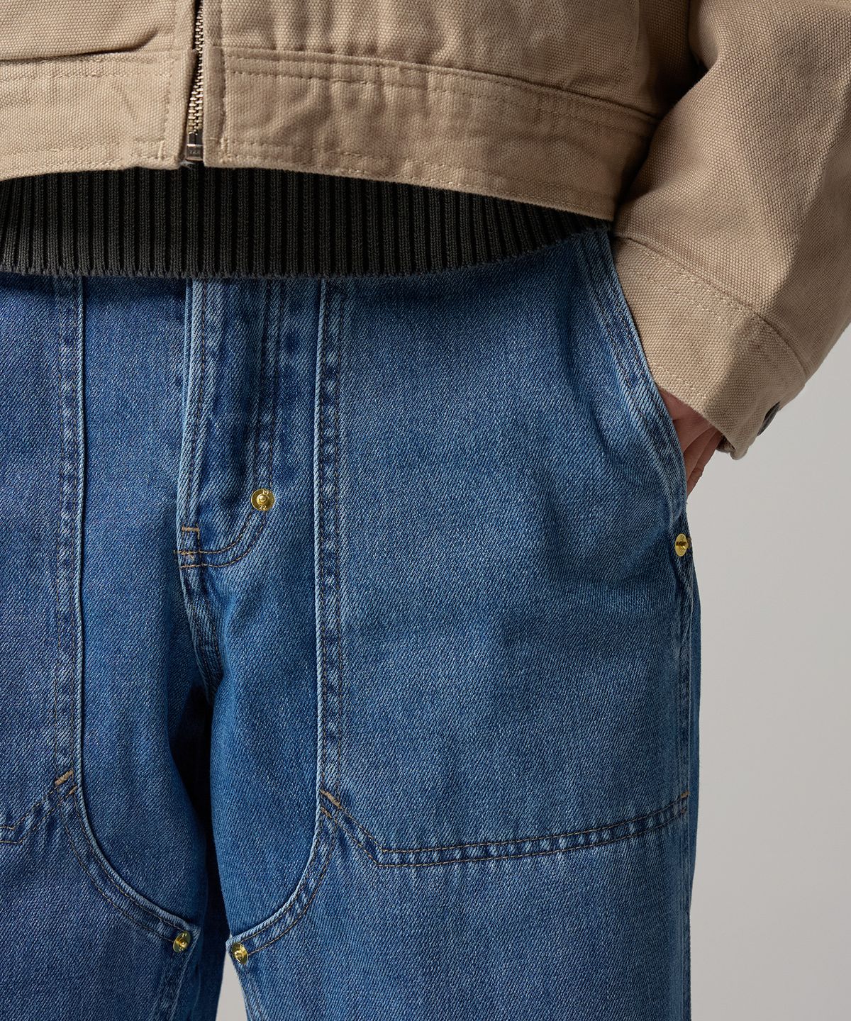 디키즈(DICKIES) 더블니 루즈핏 데님 팬츠 Archive Wash