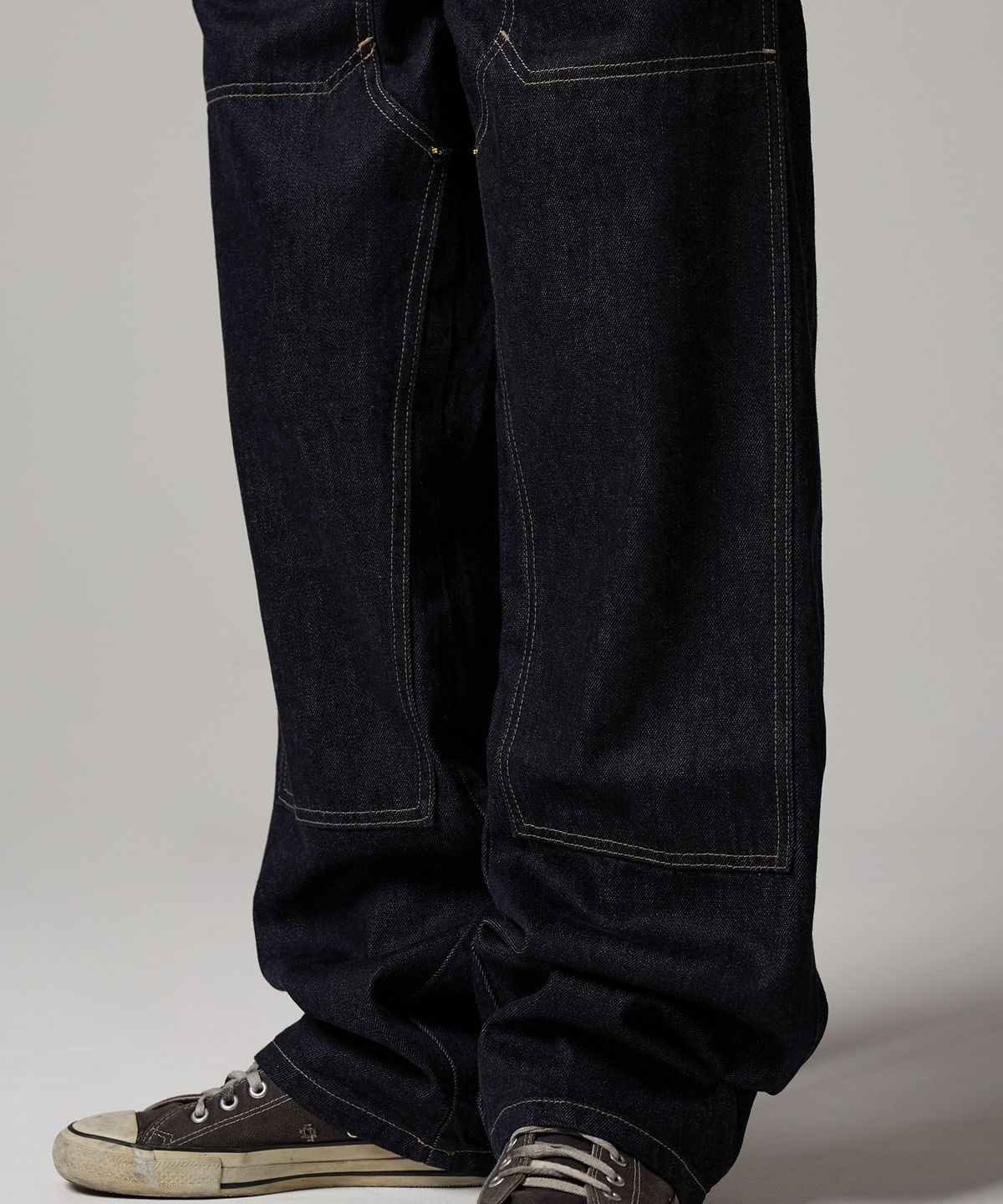 디키즈(DICKIES) 더블니 루즈핏 데님 팬츠 Rinsed