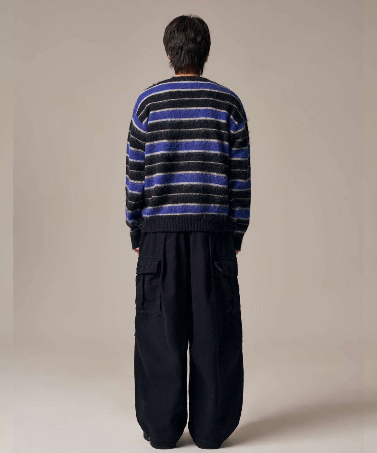 아이돈워너셀(IDWS) Vector Stripe Mohair Knit Black