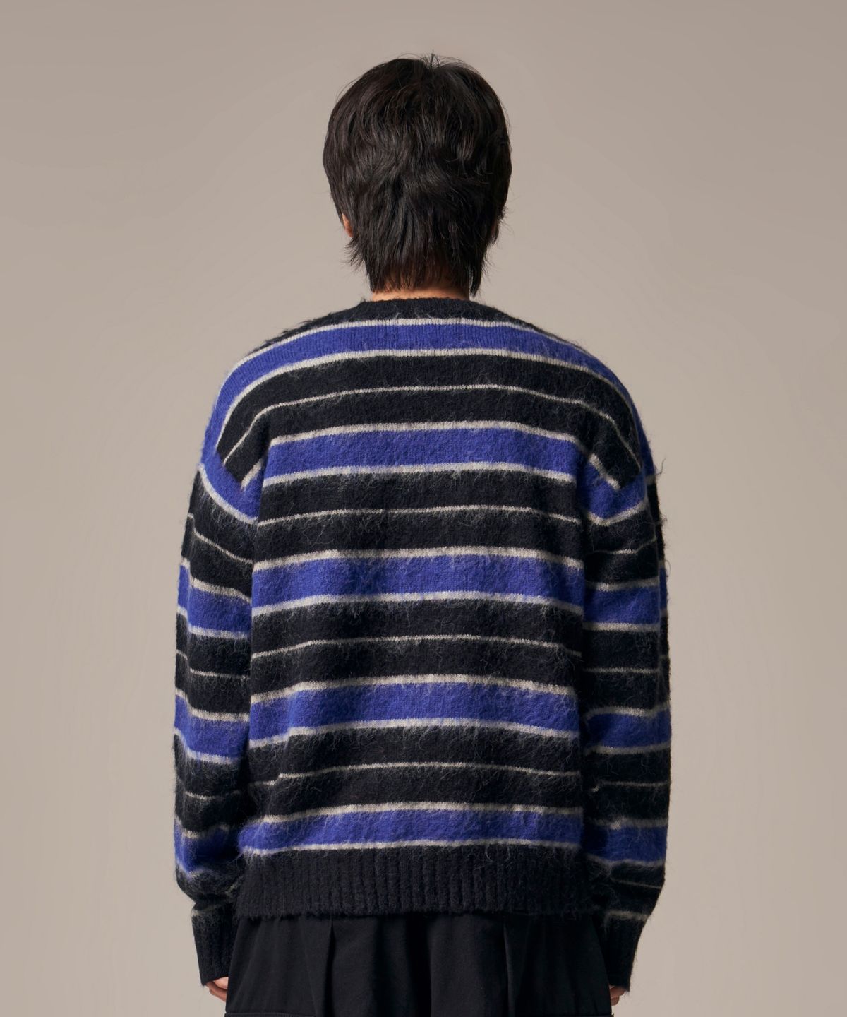 아이돈워너셀(IDWS) Vector Stripe Mohair Knit Black