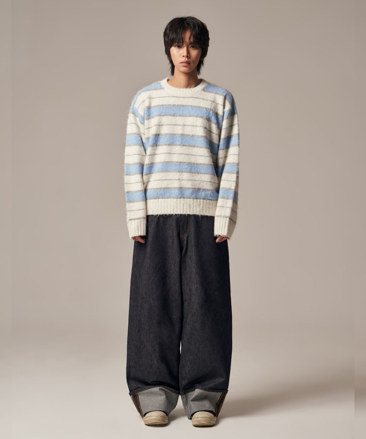 아이돈워너셀(IDWS) Vector Stripe Mohair Knit Ivory