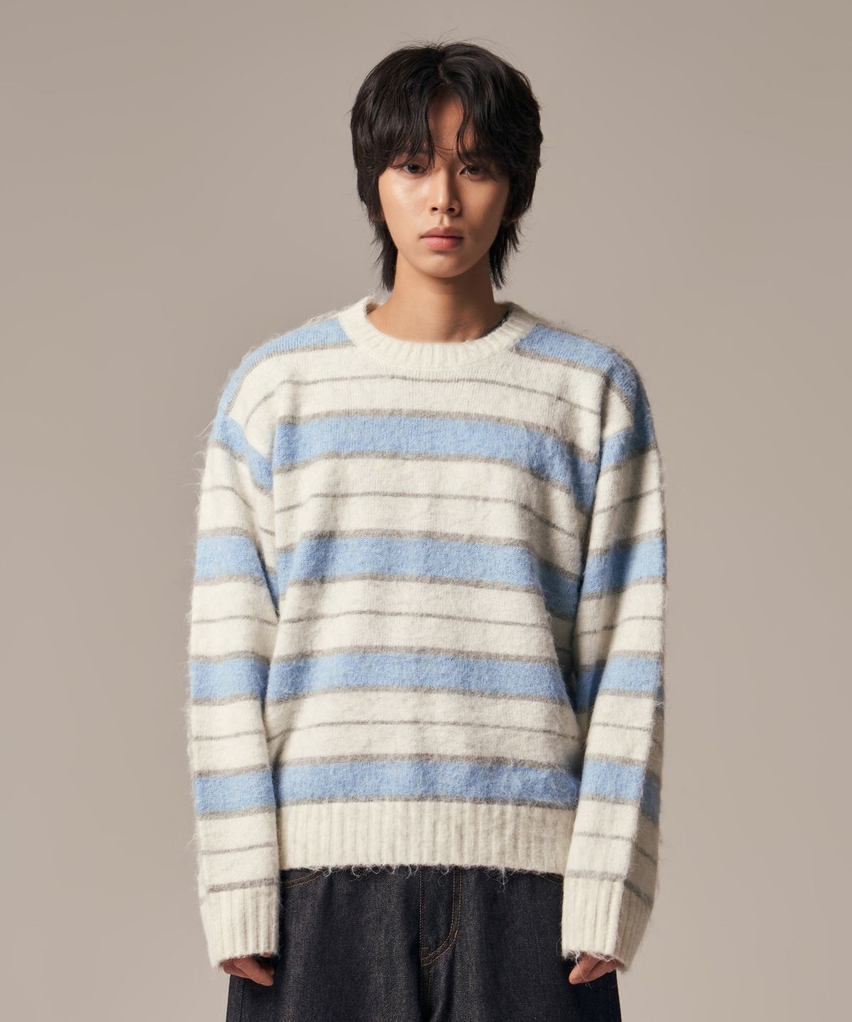 아이돈워너셀(IDWS) Vector Stripe Mohair Knit Ivory