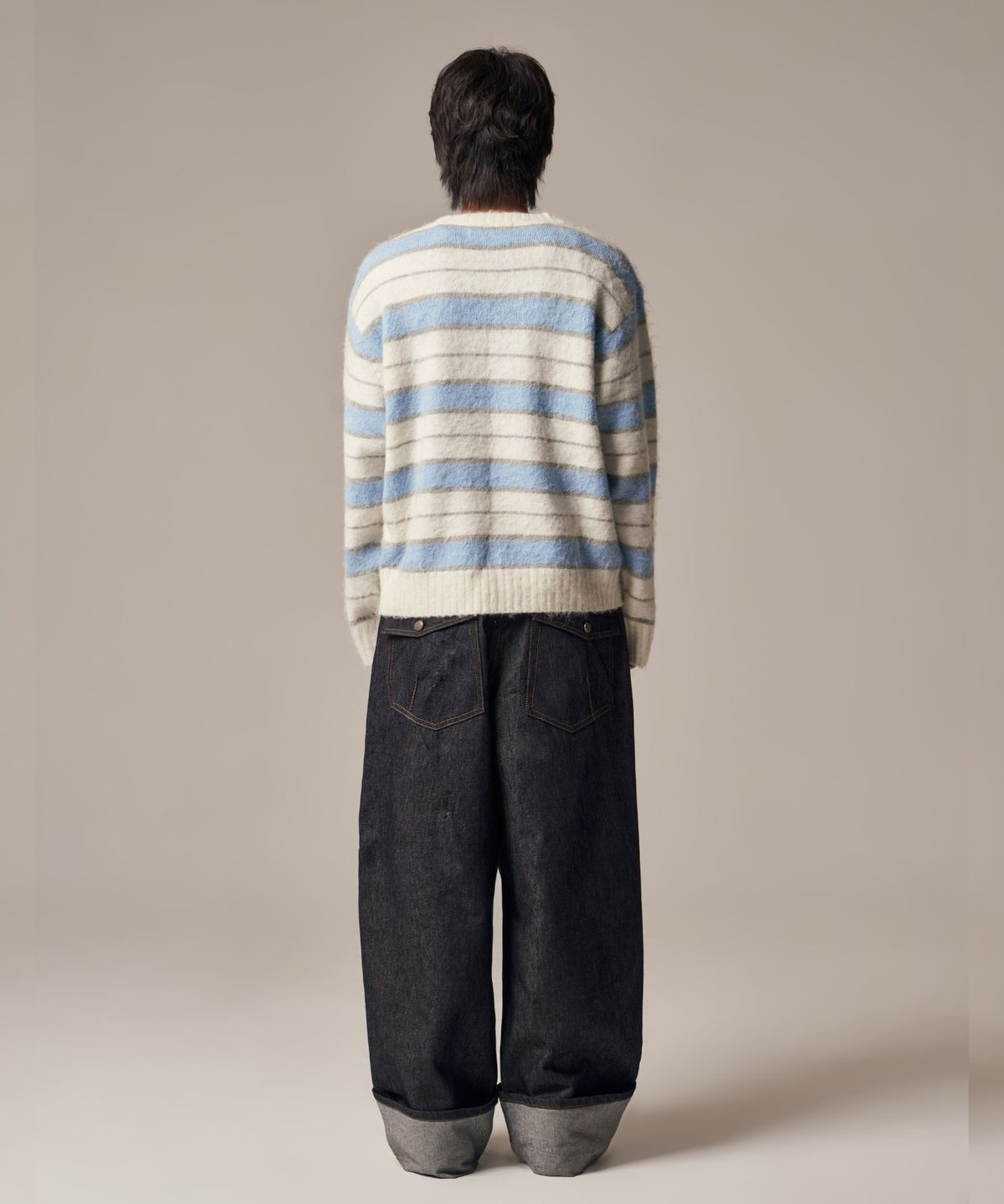 아이돈워너셀(IDWS) Vector Stripe Mohair Knit Ivory