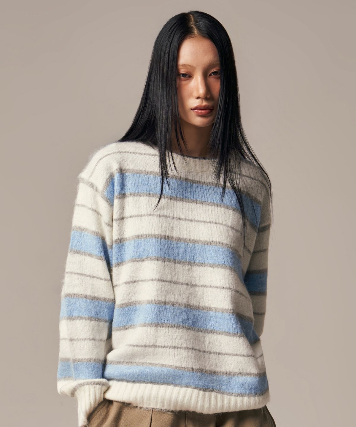 아이돈워너셀(IDWS) Vector Stripe Mohair Knit Ivory