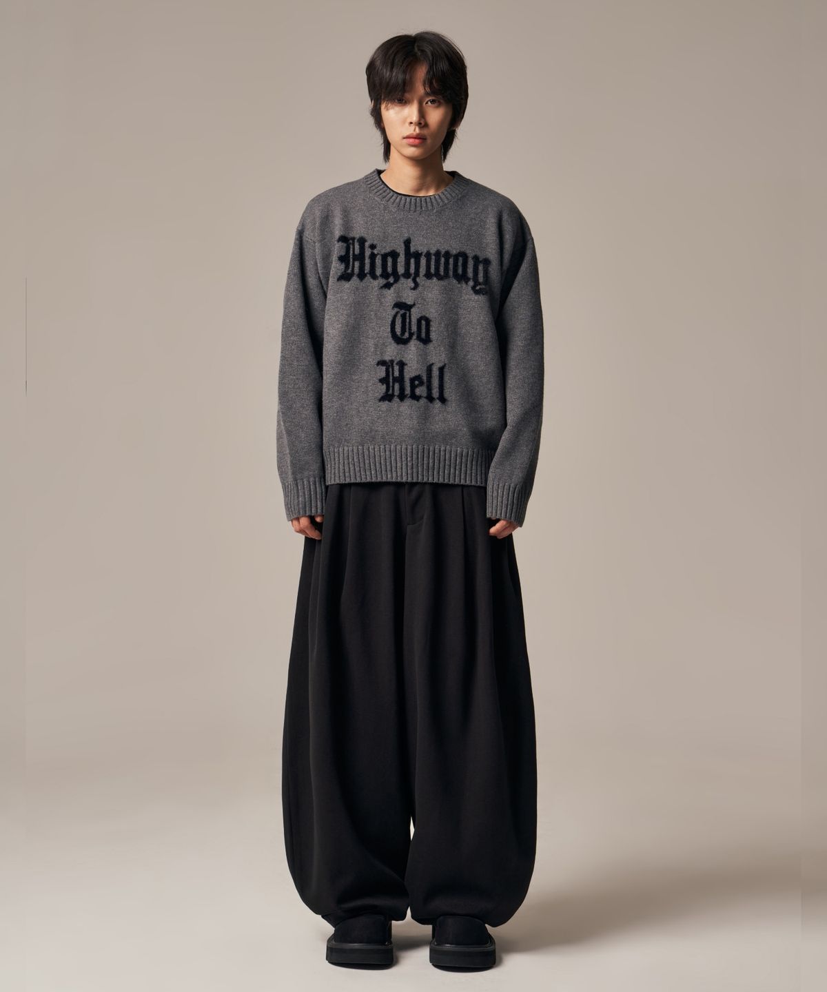 아이돈워너셀(IDWS) Hellride Crewneck Knit Charcoal
