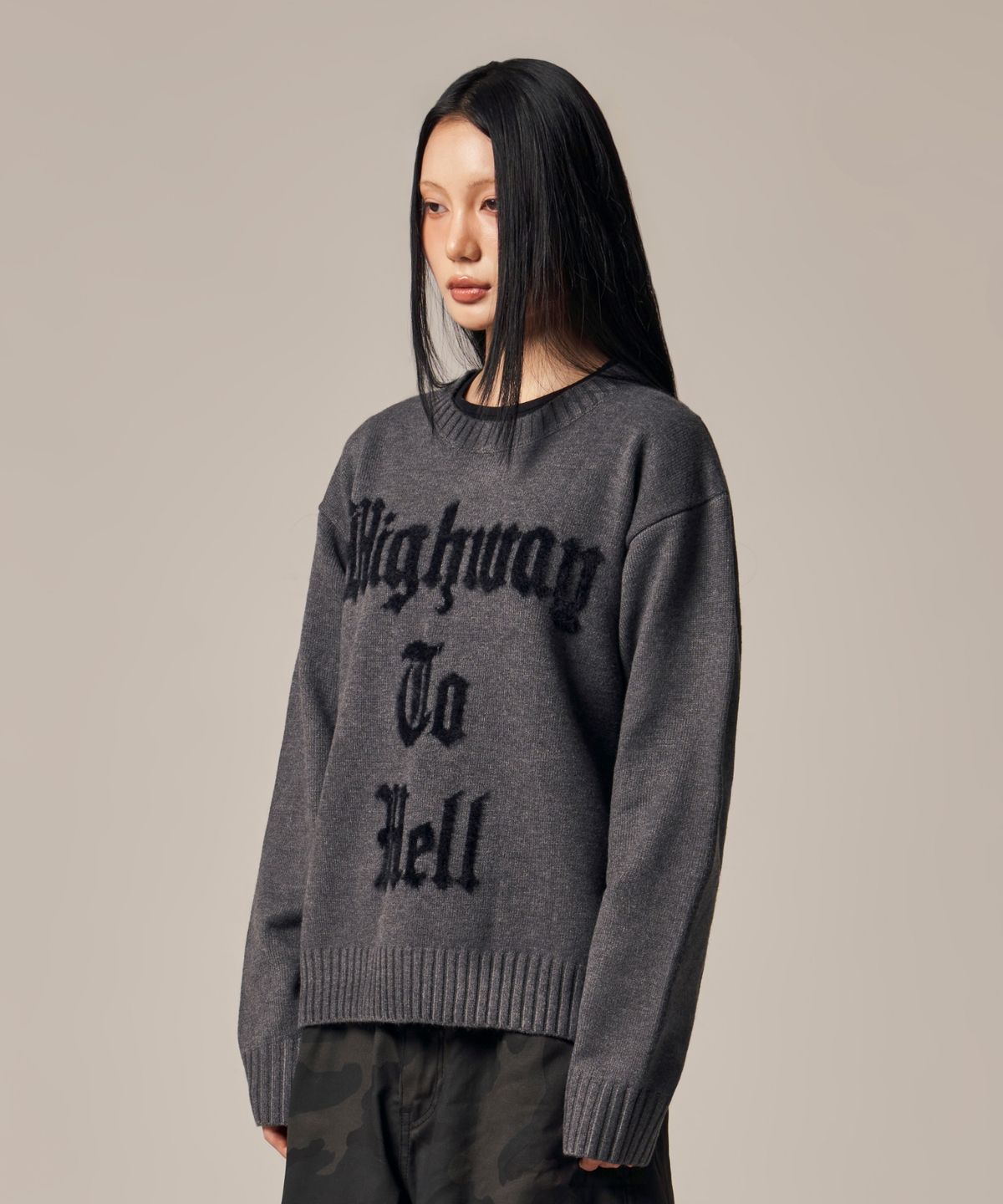 아이돈워너셀(IDWS) Hellride Crewneck Knit Charcoal