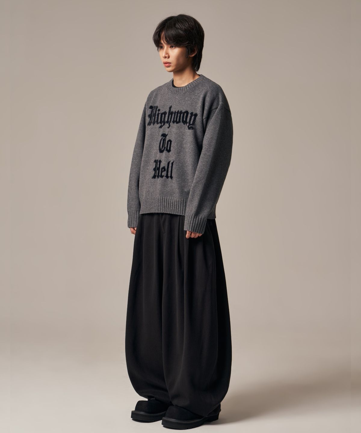 아이돈워너셀(IDWS) Hellride Crewneck Knit Charcoal