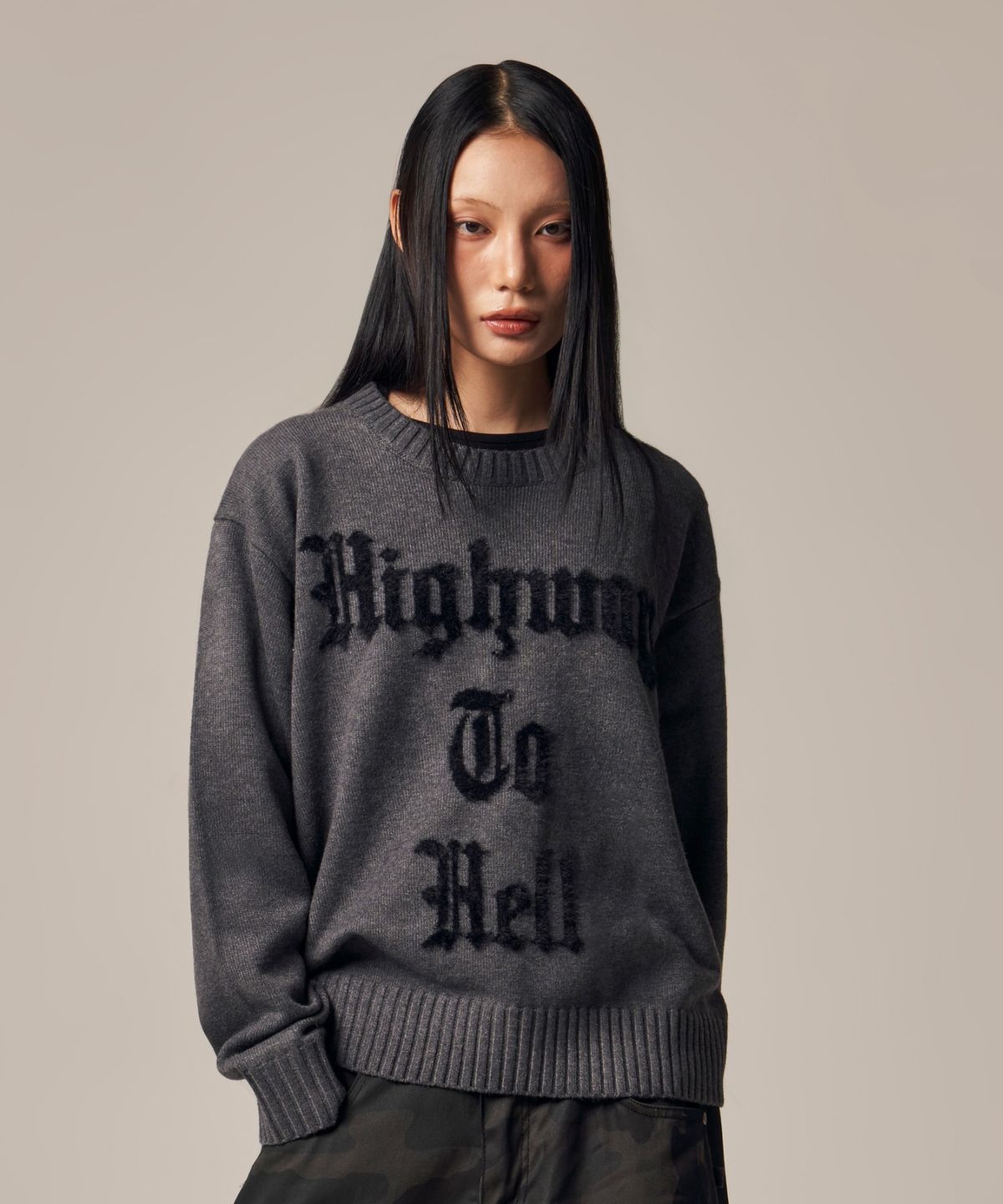 아이돈워너셀(IDWS) Hellride Crewneck Knit Charcoal