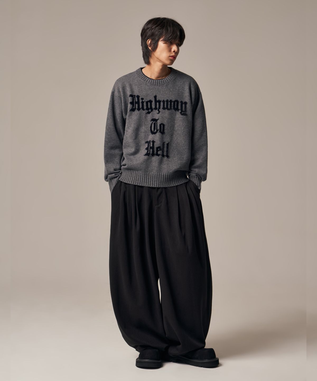 아이돈워너셀(IDWS) Hellride Crewneck Knit Charcoal