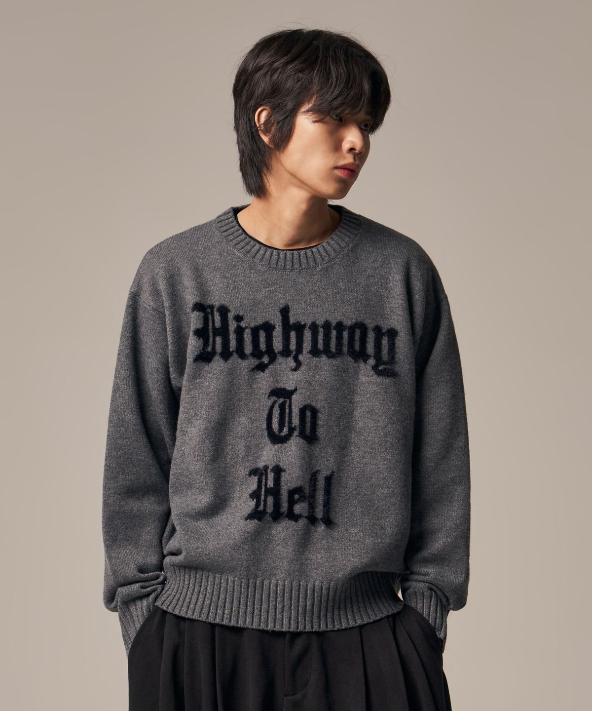 아이돈워너셀(IDWS) Hellride Crewneck Knit Charcoal