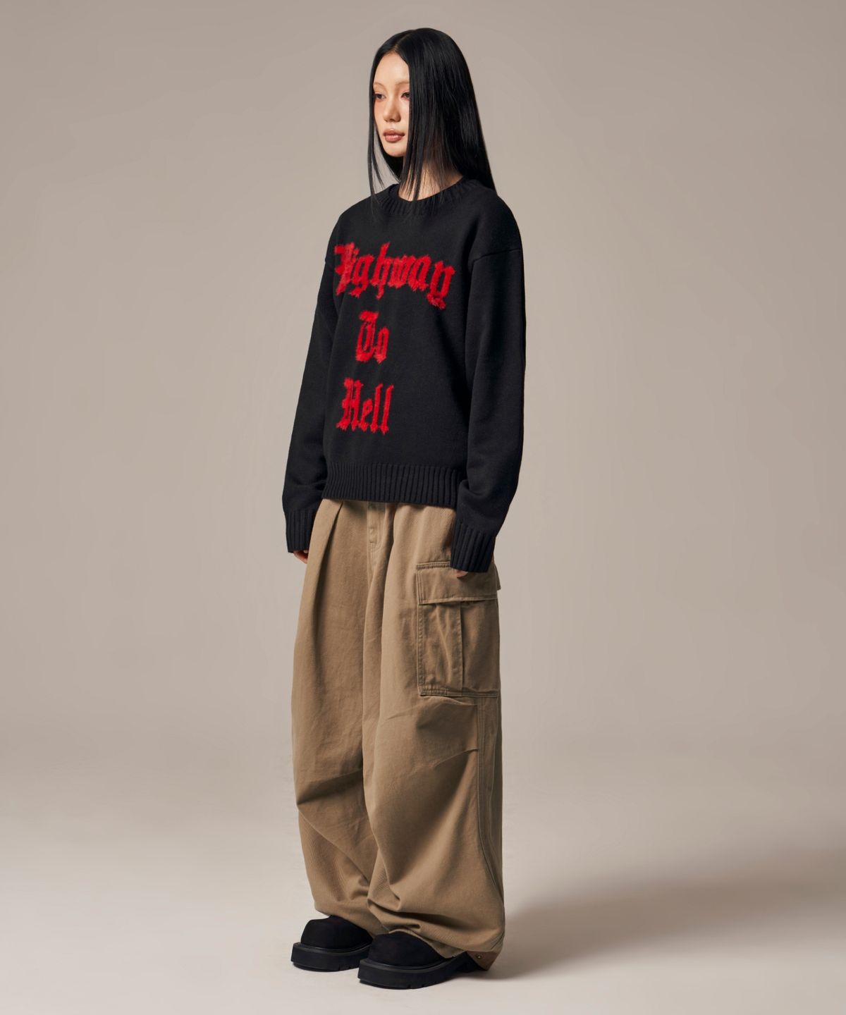 아이돈워너셀(IDWS) Hellride Crewneck Knit Black