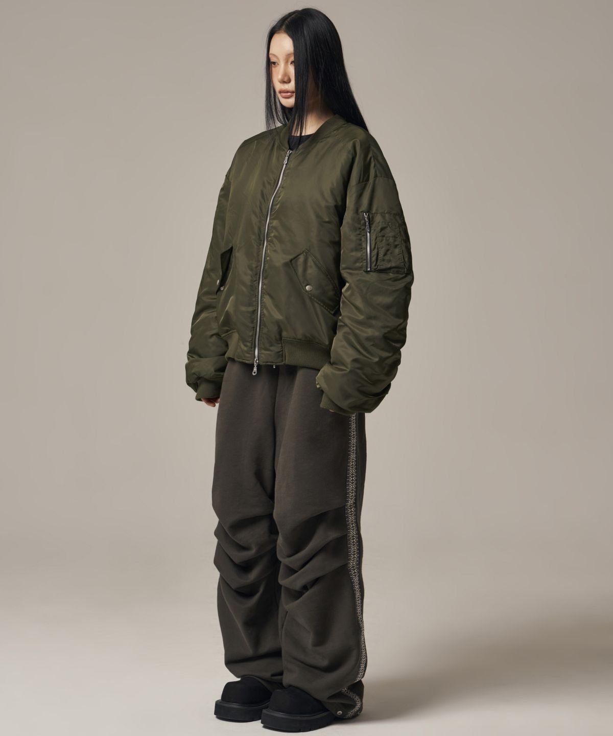 아이돈워너셀(IDWS) Plane Shirring Ma-1 Khaki