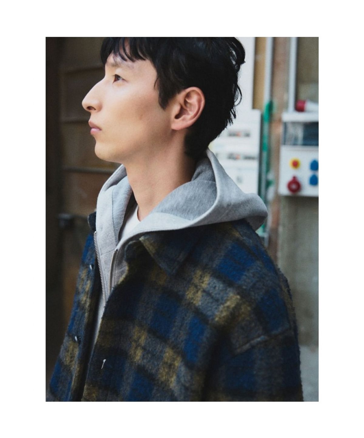 시프트지(SHIFT.G) Wool Boucle Check Jacket  Blue