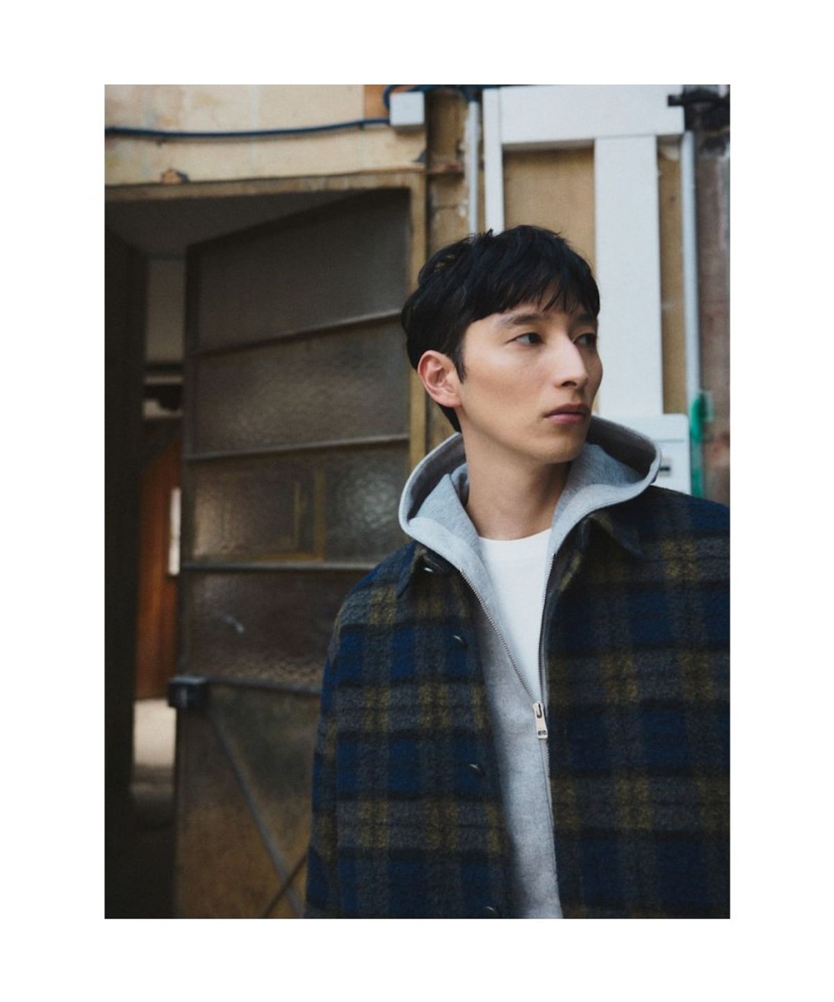 시프트지(SHIFT.G) Wool Boucle Check Jacket  Blue