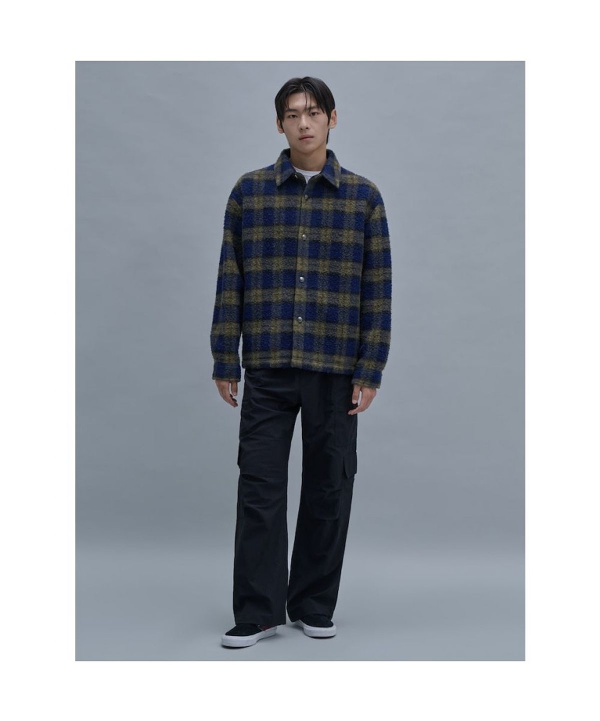 시프트지(SHIFT.G) Wool Boucle Check Jacket  Blue