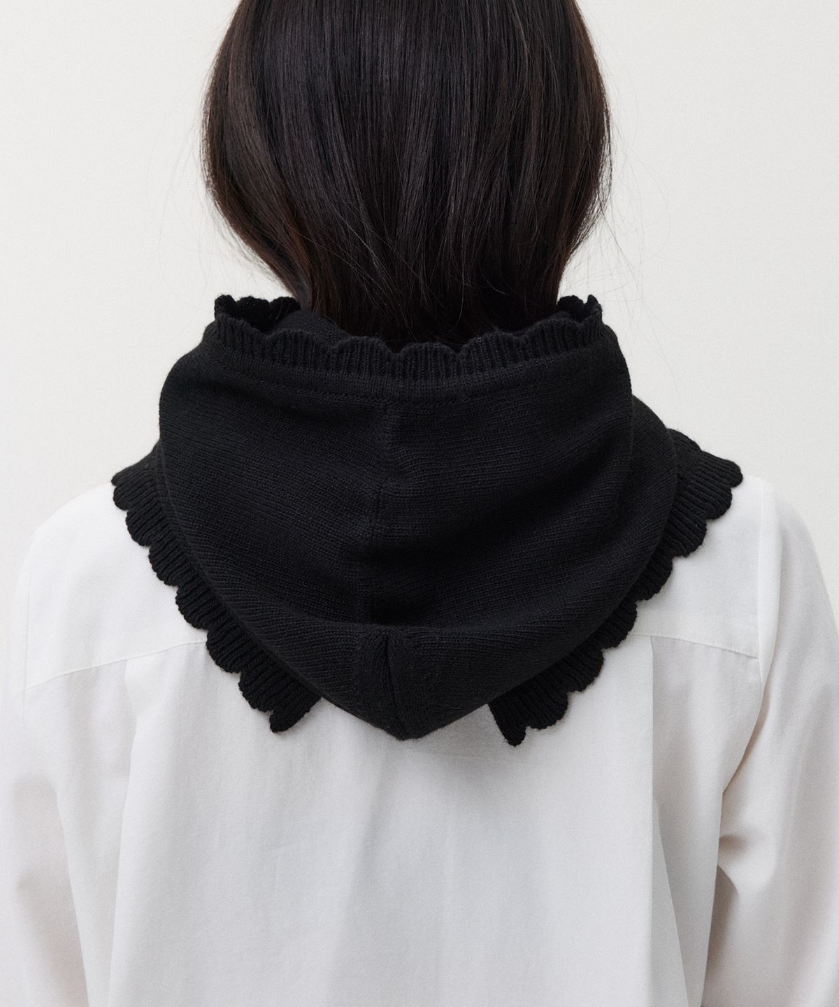 오헤시오(OHESHIO) LACE KNIT BALACLAVA, BLACK