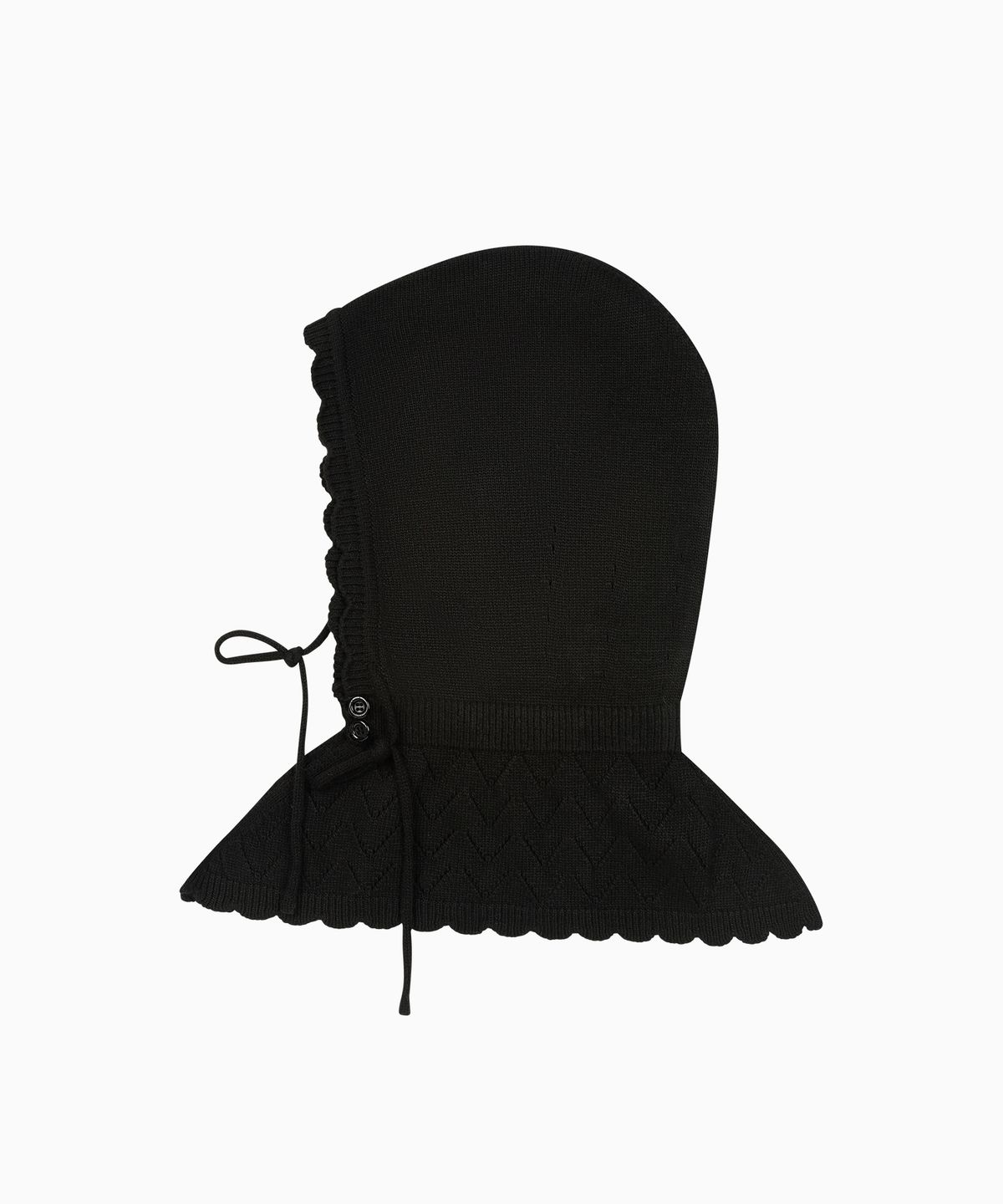 오헤시오(OHESHIO) LACE KNIT BALACLAVA, BLACK