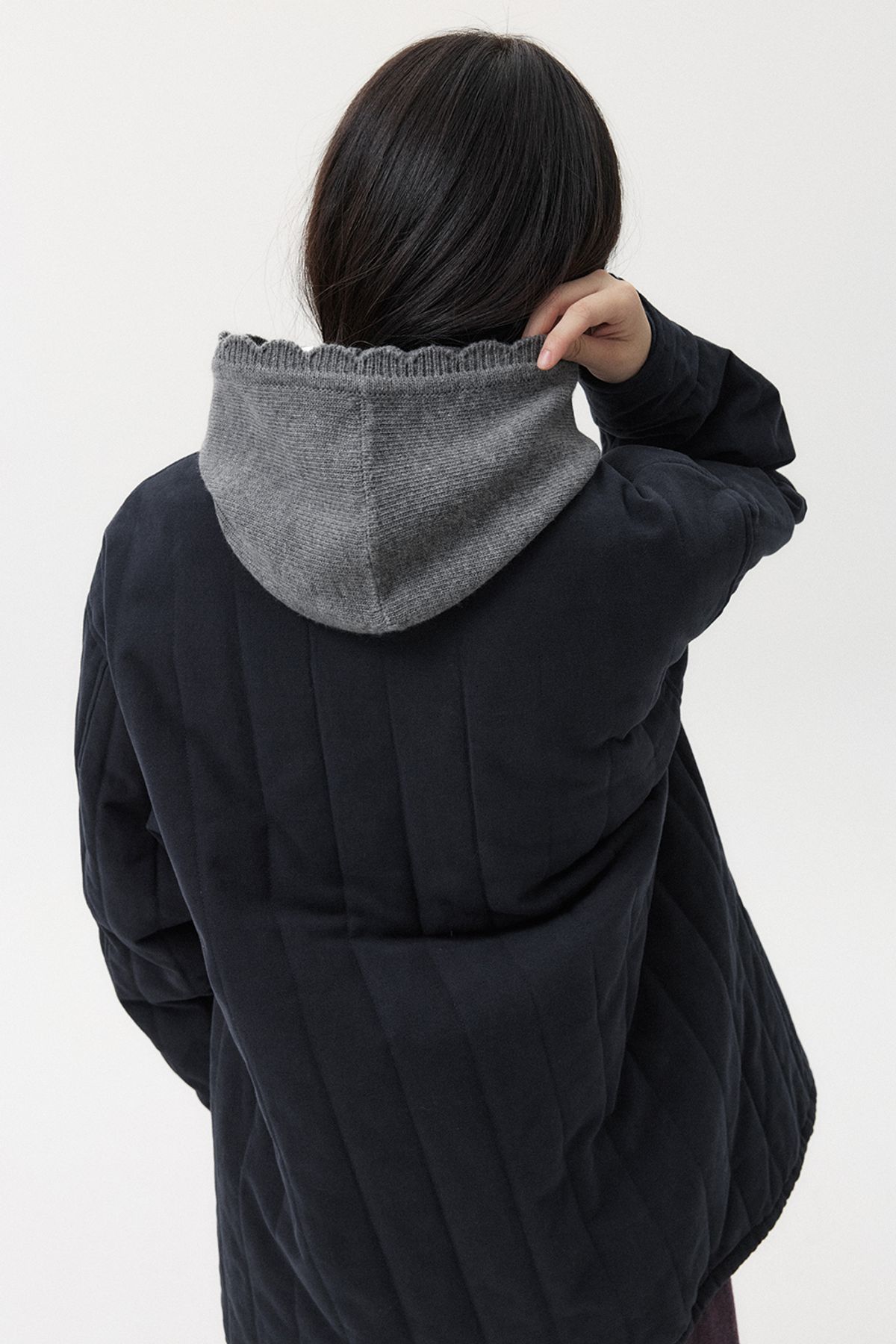 오헤시오(OHESHIO) LACE KNIT BALACLAVA, GRAY