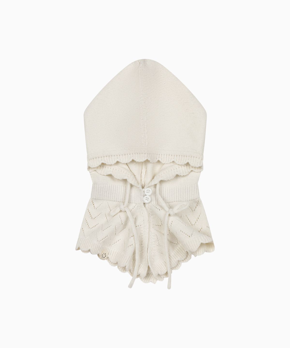 오헤시오(OHESHIO) LACE KNIT BALACLAVA, WHITE